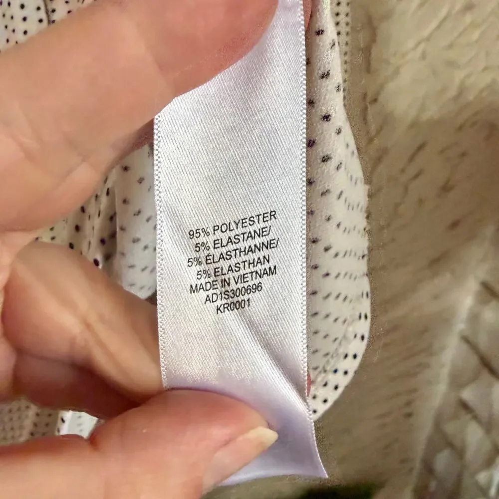 Adrianna Papell Polka Dot Blouse Womens XL Ruffle Neck Long Sleeve Top - Picture 5 of 7